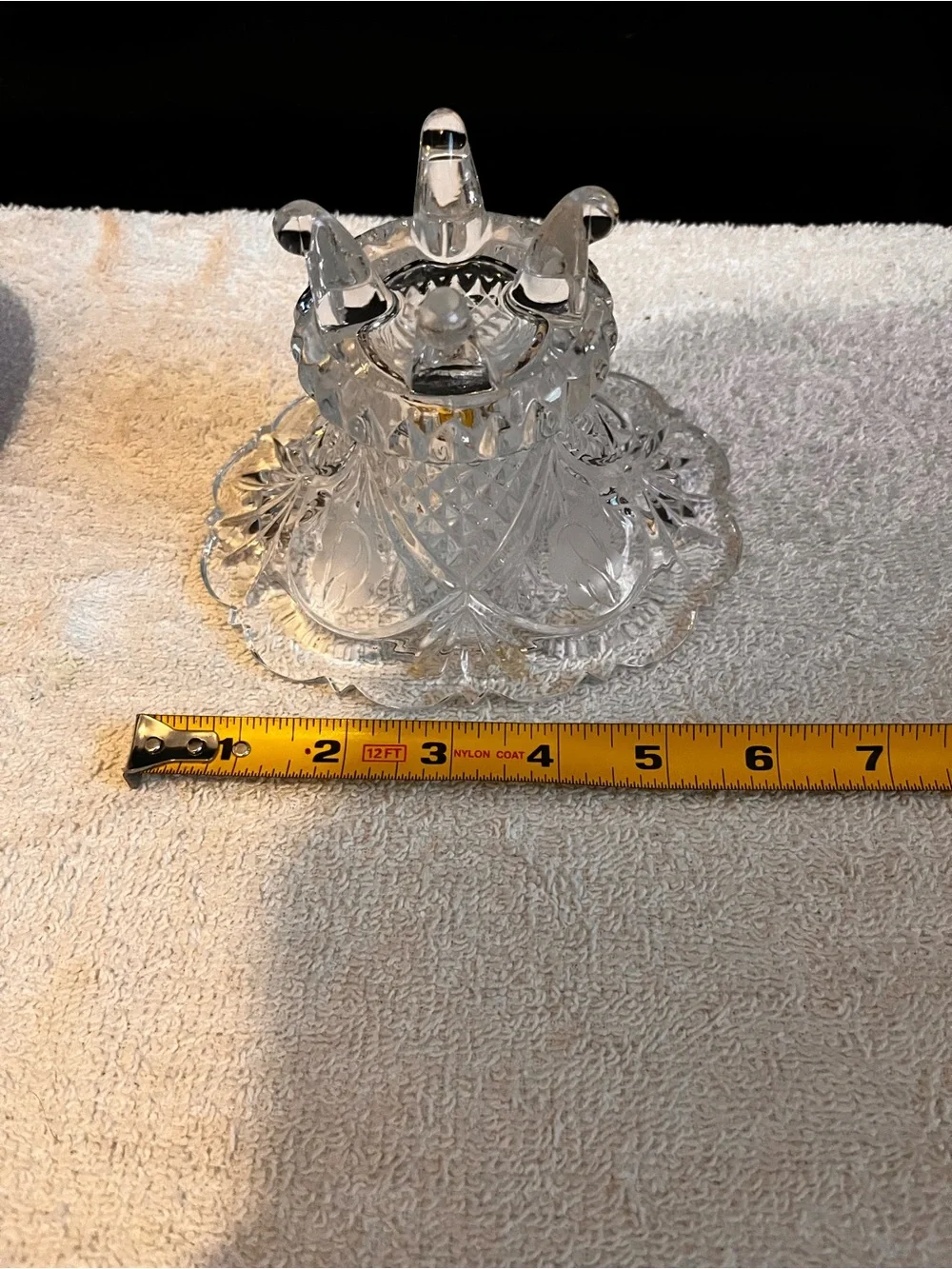 Cut Glass Footed Decorative Bowl - Clear Glass